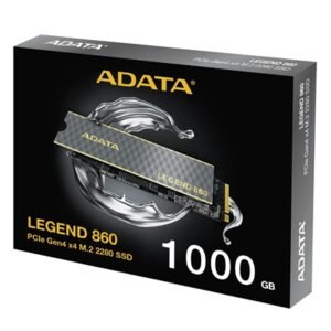 Adata Legend 860 (SLEG-860-1000GCS) 1TB NVMe SSD, PCIe Gen4, M.2 Interface, 2280, Read 5000 MB/s, Write 3000 MB/s, Heatsink 5 Year Warranty